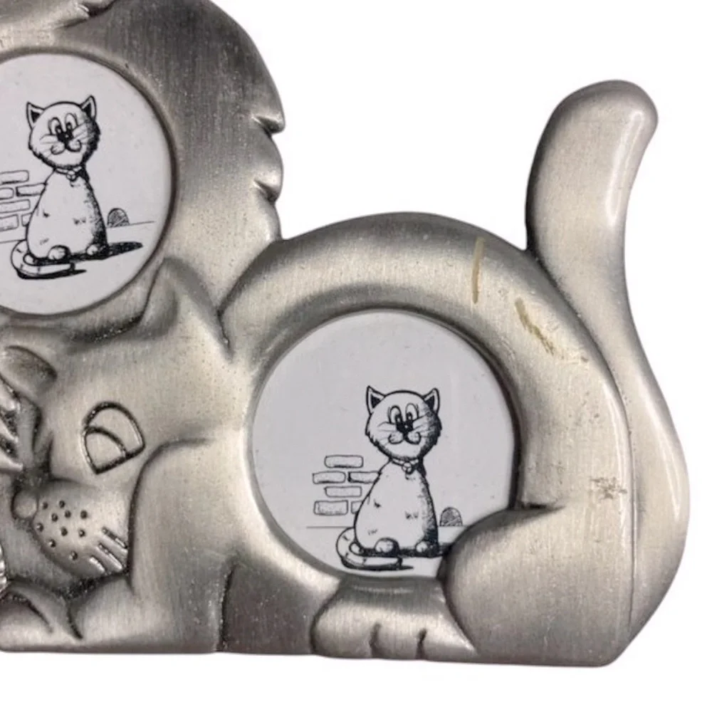 Vintage 90s / Y2K Silver Tone Multi Picture Cat Frame - kitty lovers